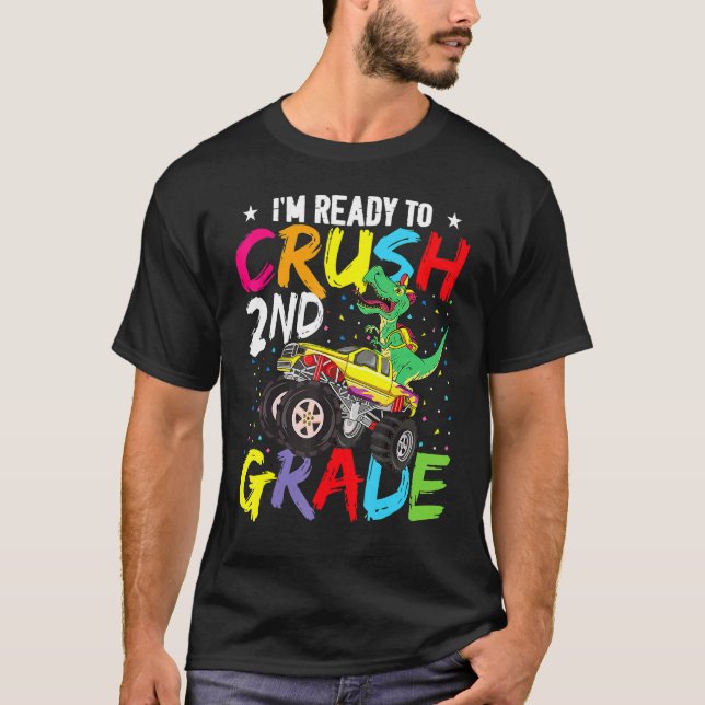Dinosaur Monster Lastbil Redo att krossa andra Kla T Shirt (Framsida)