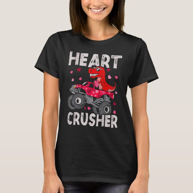 Dinosaur Monster Lastbil Rex Valentiness Hearts To T Shirt (Framsida)