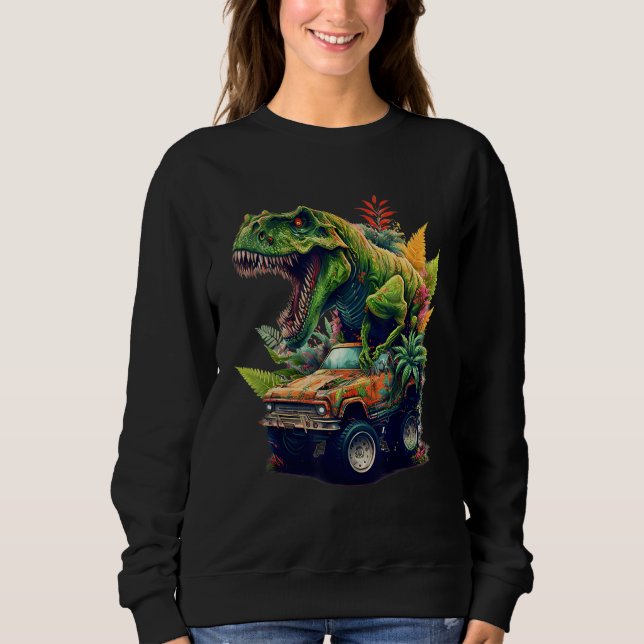 Dinosaur Monster Lastbil, T-Rex Riding Car, Graphi T Shirt (Framsida)