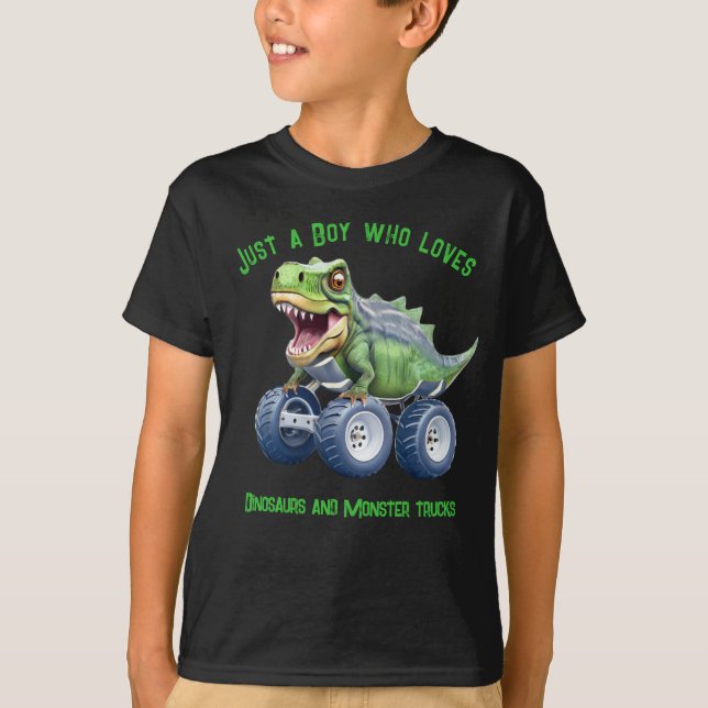 Dinosaur monster lastbil t shirt (Framsida)