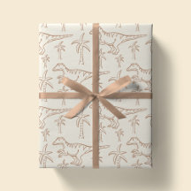 Dinosaur Mönster Modern Pojke Dino Djungel Beige
