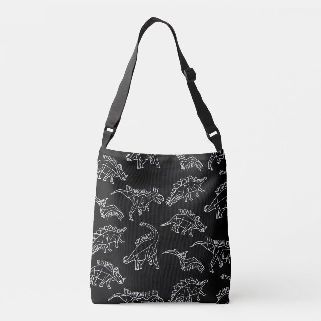 Dinosaur Mönster Silhouette Crossbody Bag Axelväska (Baksida)
