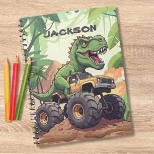 Dinosaur Monster Truck Anpassad Tillbaka till Skol Anteckningsbok
