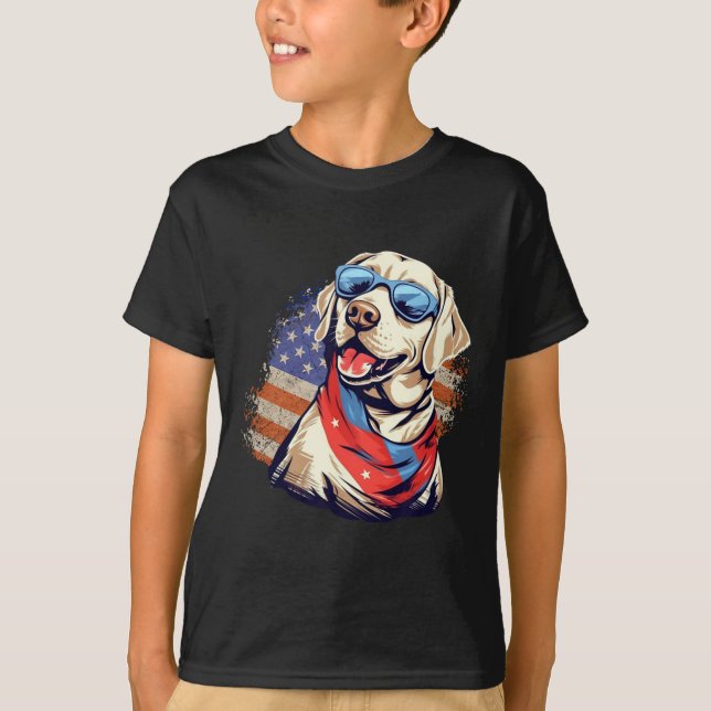 Dinosaur Monster Truck Dino 4:e Juli Pojkar Ameri T Shirt (Framsida)