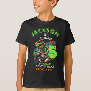 Dinosaur Monster Truck Födelsedags T-Shirt för Poj