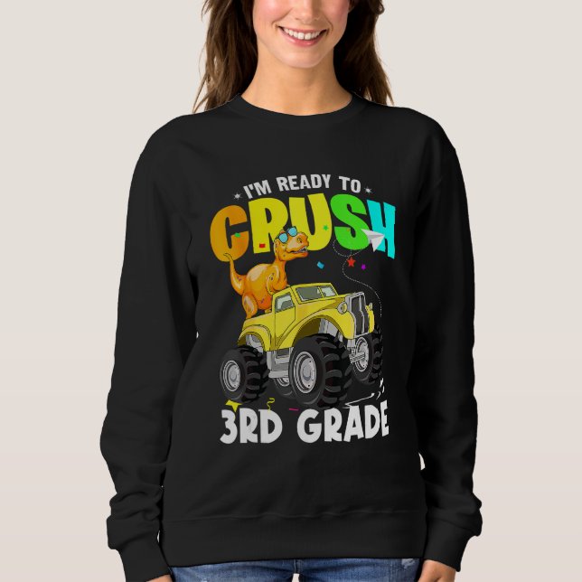 Dinosaur Monster Truck I'm Ready To Crush 3rd Grad T Shirt (Framsida)