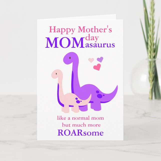 Dinosaur Mors dag-Mamma-asaurus-anpassningsbar Kort (Framsida)