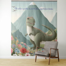 Dinosaur Mounwers Flowers Personlig Tapestry