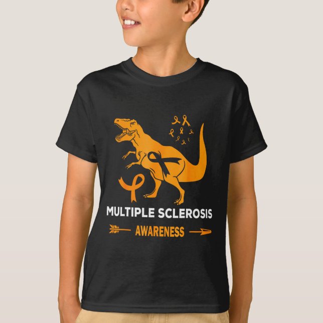 Dinosaur Multipel Skleros Medvetenhet Orange Band T Shirt (Framsida)