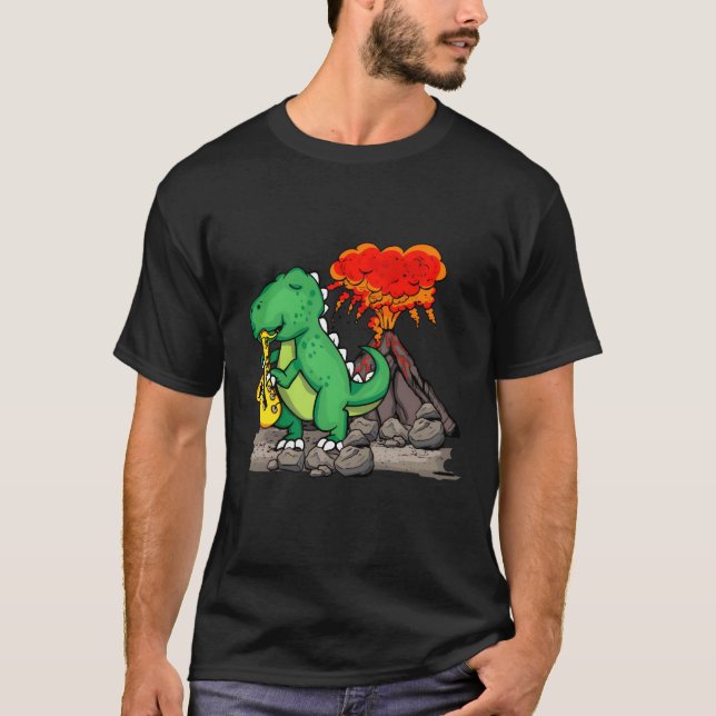 Dinosaur Music Gift Jazz Music Band Saophone retro T Shirt (Framsida)