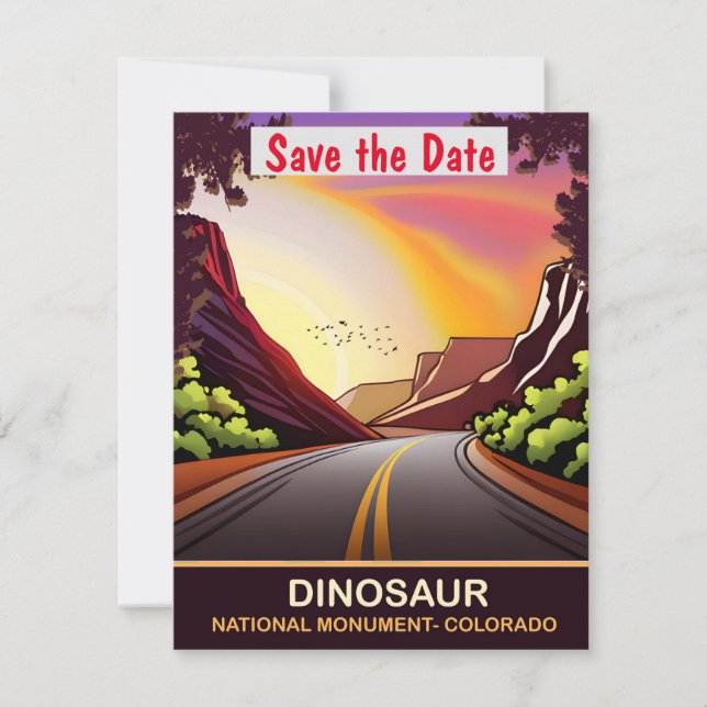 Dinosaur National Monument Road Bröllopsinbjudan Spara Datumet (Framsida)
