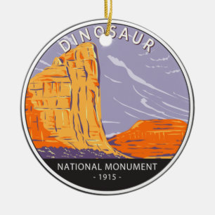Dinosaur National Monument Vintage Circle Julgransprydnad Keramik