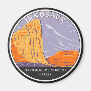 Dinosaur National Monument Vintage Circle Magnet