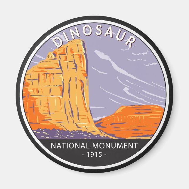 Dinosaur National Monument Vintage Circle Magnet (Framsidan)