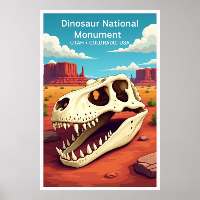 Dinosaur National Monument Vintage Stil Resa Po Poster (Framsidan)