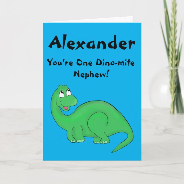 Dinosaur Nephew Cute Birthday Kort (Framsida)