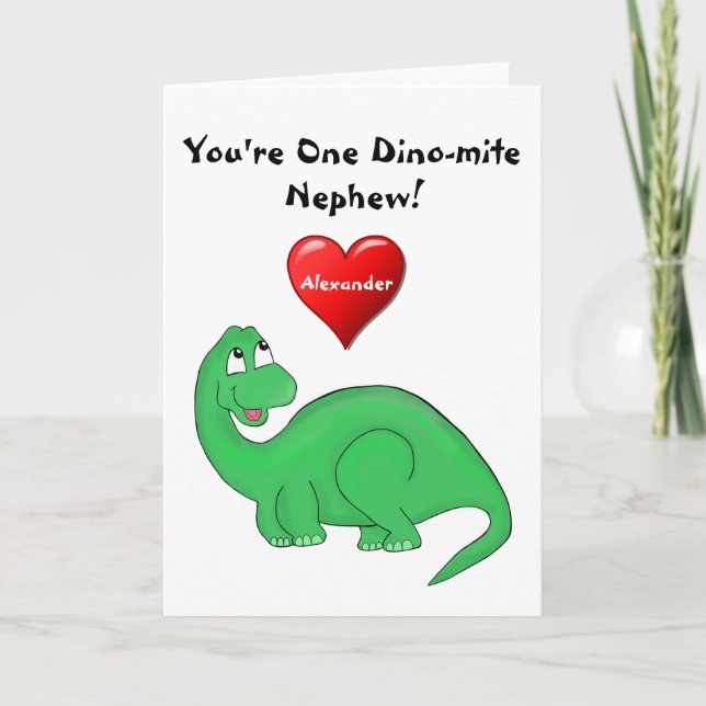 Dinosaur Nephew Cute Valentines dag Helgkort (Framsida)