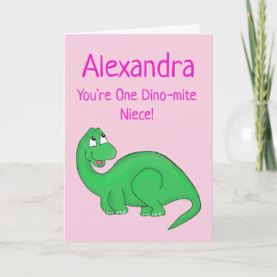Dinosaur Niece Rosa Cute Birthday Kort