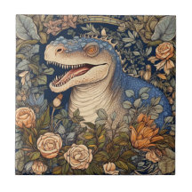 Dinosaur och blommor art nouveau stil