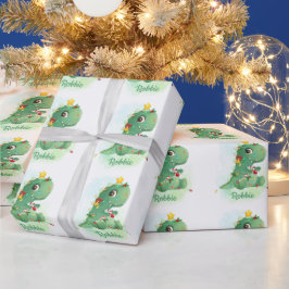 Dinosaur och jul Ljus Pojke jul Presentpapper