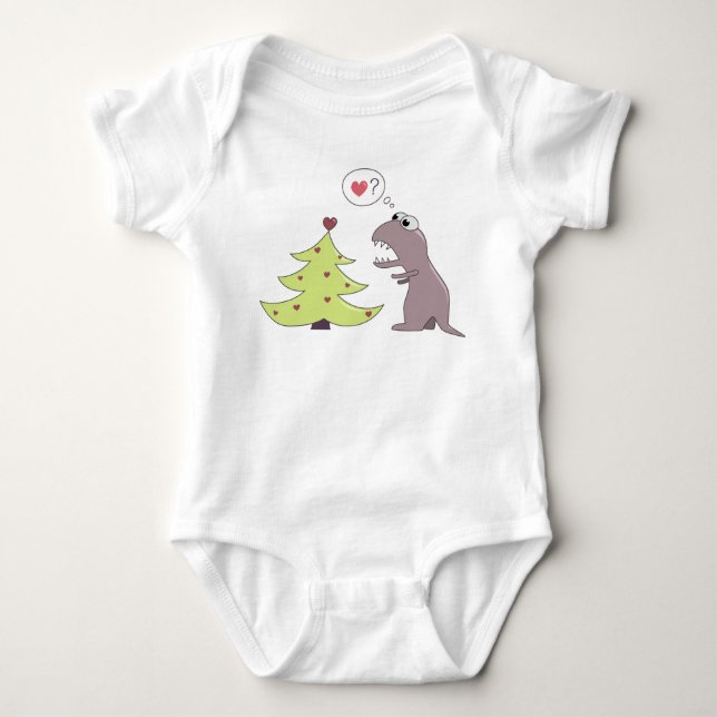 Dinosaur och julgran tee shirt (Framsida)