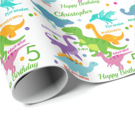 Dinosaur och Namn Barns födelsedag Presentpapper