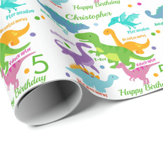 Dinosaur och Namn Barns födelsedag Presentpapper