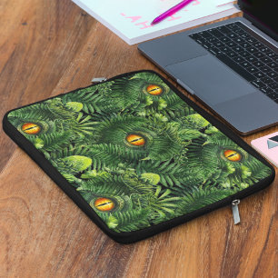 Dinosaur Ögon Gröna Växter Uråldrig Varelse Konst Laptop Fodral