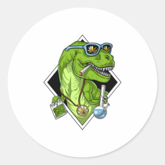 Dinosaur Ogräs T-Shirt T-Rex Dinosaur Stoner Runt Klistermärke