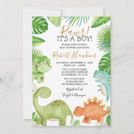 Dinosaur Oh Boy Baby Shower-inbjudan Inbjudningar