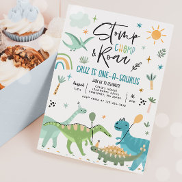 Dinosaur One-A-Saurs första födelsedag Party Inbjudningar
