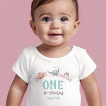 Dinosaur One-A-Saurus 1:a födelsedagen Baby T-Shir