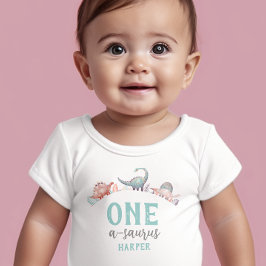 Dinosaur One-A-Saurus 1:a födelsedagen Baby T-Shir T Shirt