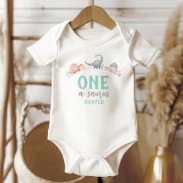 Dinosaur One-A-Saurus 1:a födelsedagen Baby T Shirt