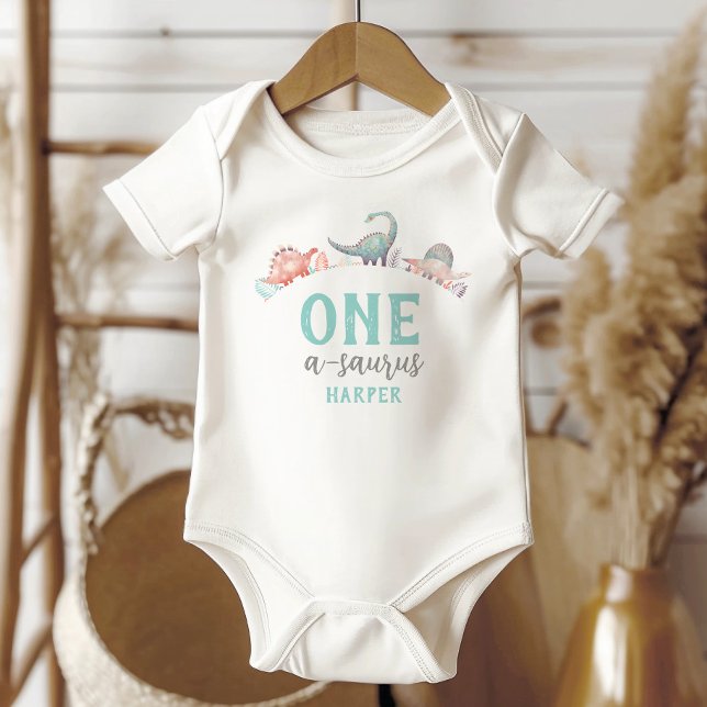 Dinosaur One-A-Saurus 1:a födelsedagen Baby T Shirt (Skapare uppladdad)
