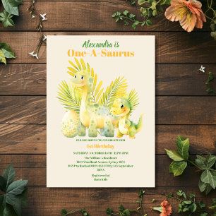 Dinosaur One-A-Saurus 1:a födelsedagen Party Inbjudningar