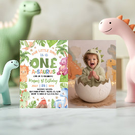 Dinosaur One-A-Saurus 1:a födelsedagsfoto Inbjudningar