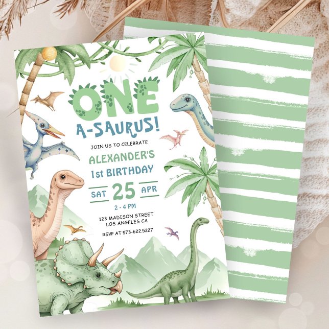 Dinosaur One-A-Saurus 1-årsfest Inbjudningar (Skapare uppladdad)