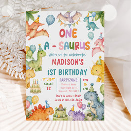 Dinosaur One-A-Saurus 1-årsfest Inbjudningar