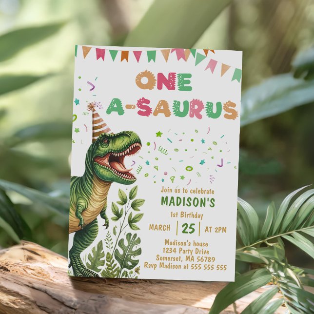 Dinosaur One-A-Saurus 1-årsfest Inbjudningar (Skapare uppladdad)