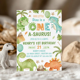 Dinosaur One-A-Saurus 1-årsfest Inbjudningar