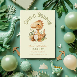 Dinosaur One-A-Saurus 1st Birthday Party Boys Inbjudningar