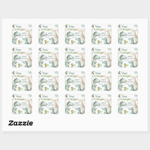 Dinosaur One-A-Saurus Boy 1st Birthday Favor Fyrkantigt Klistermärke