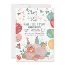 Dinosaur One-A-Saurus Födelsedagsfest inbjudan