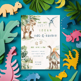 Dinosaur One-A-Saurus Party Dinosaur 1:a födelseda Inbjudningar