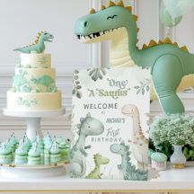 Dinosaur One-A-Saurus Pojke 1-års välkomstskylt