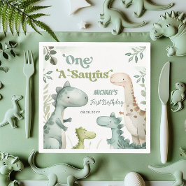Dinosaur One-A-Saurus Pojke 1-årsdag Pappersservett