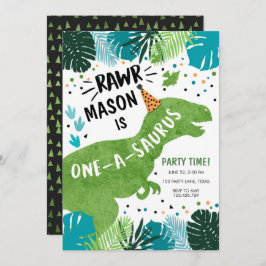 Dinosaur One-A-Saurus RAWR:s första födelsedag Inv Inbjudningar