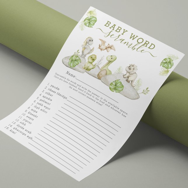 Dinosaur 'Ordspridning' Baby Shower-spel (Skapare uppladdad)