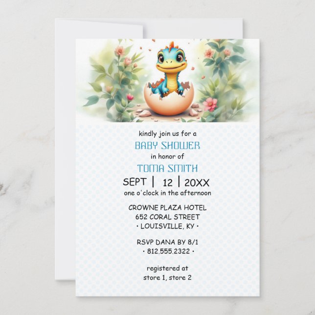 Dinosaur out of Egg Inbjudningar (Framsida)